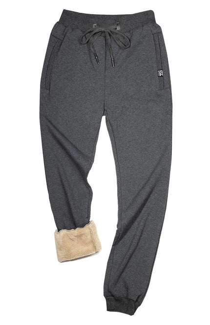Dark Grey Gihuo Men's Sherpa Lined Athletic Sweatpants, front view, flat lay