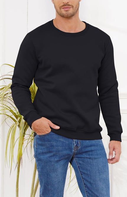 Black Gihuo Men's Sherpa Lined Fleece Sweatshirt, front view on model