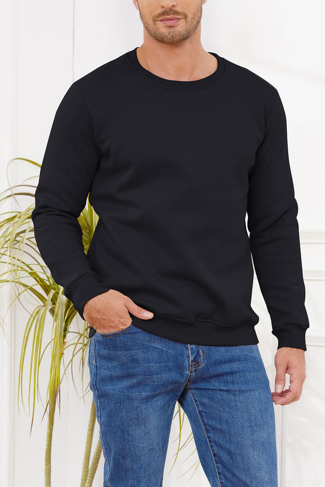 Black Gihuo Men's Sherpa Lined Fleece Sweatshirt, front view on model
