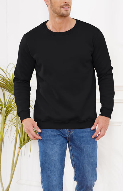 Black Gihuo Men's Sherpa Lined Fleece Sweatshirt, front view on model, image 3
