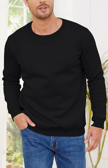 Black Gihuo Men's Sherpa Lined Fleece Sweatshirt, front view on model, image 2