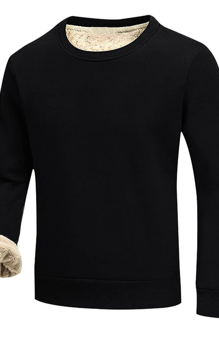 Black Gihuo Men's Sherpa Lined Fleece Sweatshirt, front view, flat lay