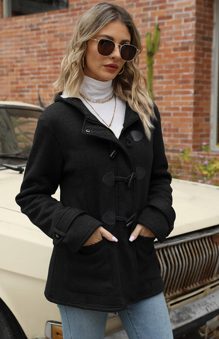 Black Gihuo Women's Sherpa Lined Jacket, front view on model, image 2