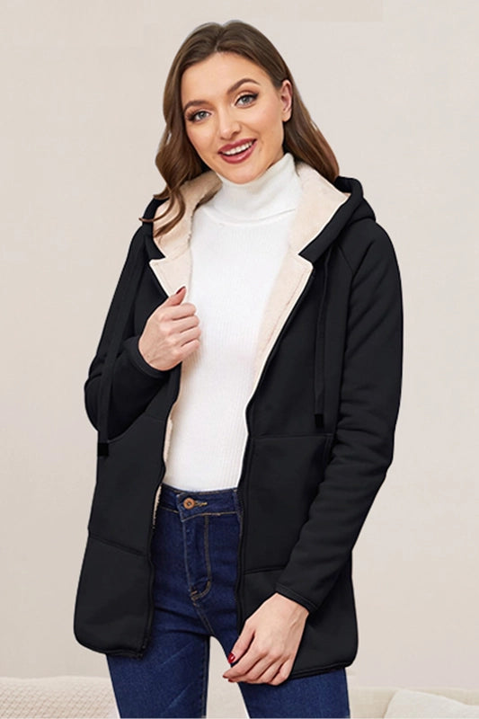 Gihuo Sherpa Lined Hooded Jacket, front view on model