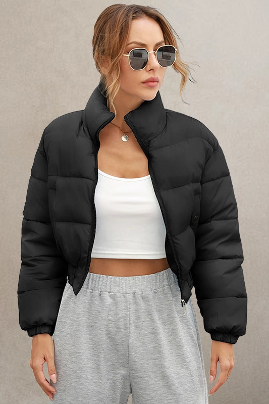 Black Gihuo Cropped Jacket, front view on model