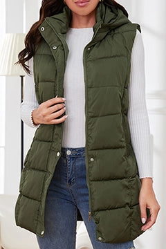 Green Gihuo Long Vest, front view on model