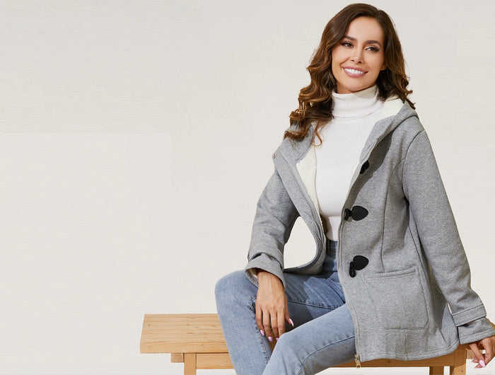 Gihuo Fleece Lined Jacket, front view on model